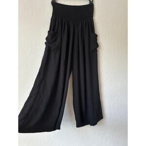 Island Planet🌿Black Palazzo Pants Wide Leg Boho Lounge Resort Women’s SZ Small